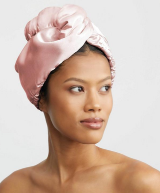 Kitsch | Satin-Wrapped Microfiber Hair Towel - Blush