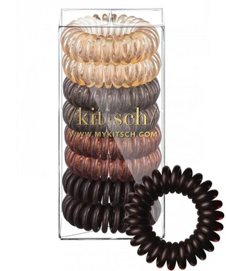 Kitsch | Spiral Hair Ties 8pc - Brunette